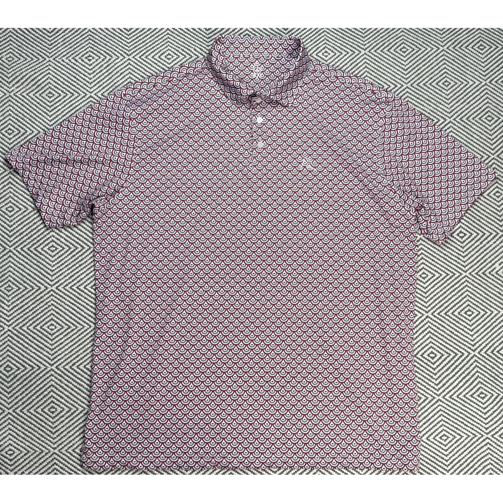 Rhoback Men's Short Sleeve Button Up Curved Pattern Golf Polo Shirt Size XXL